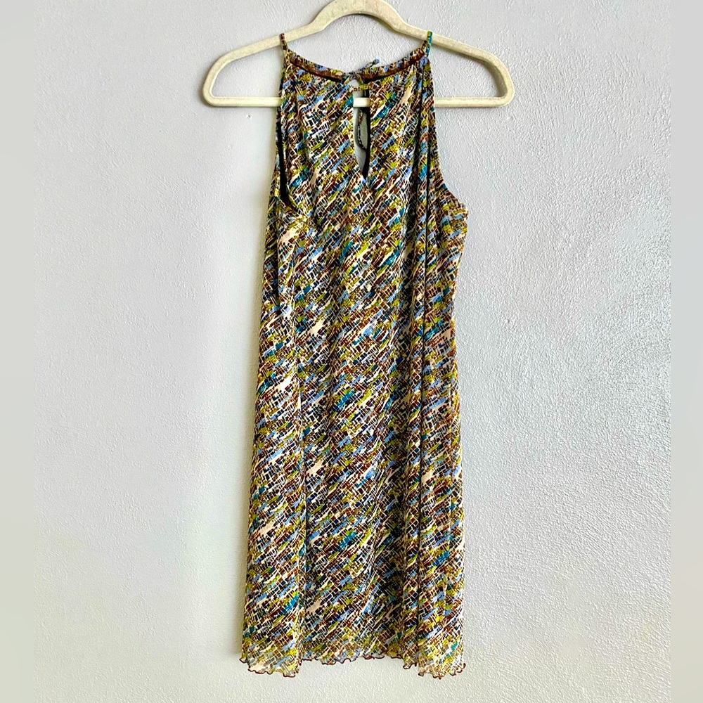 Xhilaration Dress Women’s Size Small Y2K 90s Halter Brown Green Vintage Retro